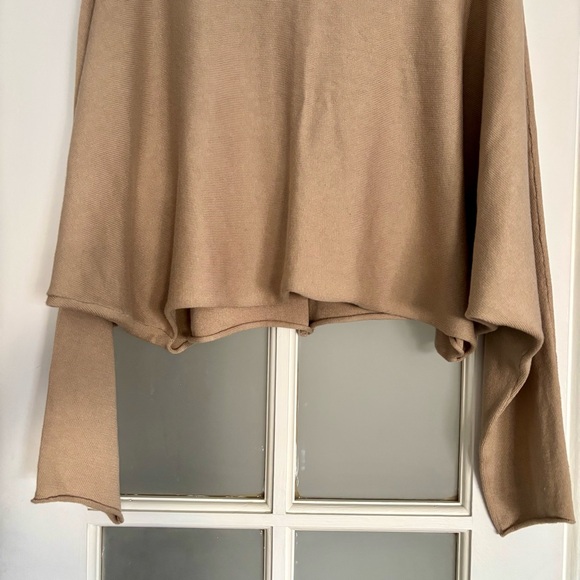 The Row Cropped Camel Tan Dolman Sleeve Boatneck Sweater Knit Top - Picture 4 of 16